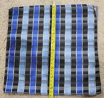 Men's Blue Black White Plaid Hand Rolled 11 Inch Pocket Square • $4