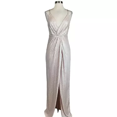 Aidan Mattox Women's Formal Dress Size 8 Pink Metallic Sleeveless Long Gown • $69.99