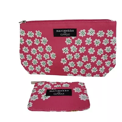Marimekko For Clinique Pink W/ White Blossoms Travel Cosmetic Bag Set • $19.99