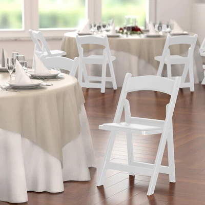 $185.25 • Buy Lancaster Table And Seating White Resin Folding Chair With Vinyl Seat