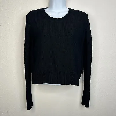 T By Alexander Wang Black 100% Cotton Heavy Knit Scoop Neck Sweater Size Small • $25.99