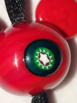 1 Vtg Mickey Mouse Ears Single Glass Bead Red Venetian Millefiori 7/8 X 1.25   • $10.97