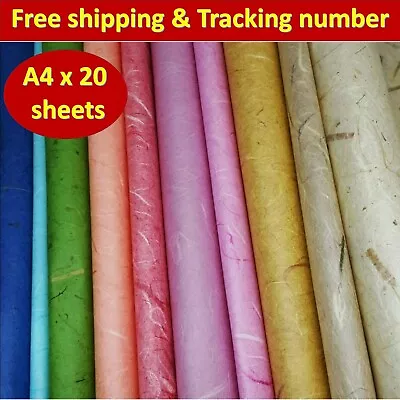 Mulberry Paper Sheet Thin Translucent Tissue Lightweight Unryu Wrapping Multicol • $25.50