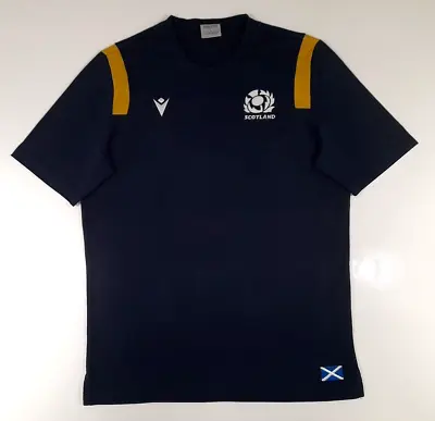 Mens Official 2020 2021 SCOTLAND Rugby MACRON Cotton Training T Shirt LARGE • £18.99