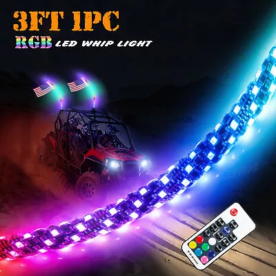 1X3ft RGB LED Whip Light Pole For UTV ATV Accessories RZR Can-Am Polaris Antenna • $48.99