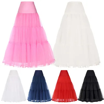 Vintage Lady Tulle Petticoat Crinoline Long Underskirt Bridal Wedding Dress Gown • $28.59