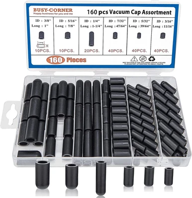 $12.69 • Buy 80 Pieces Vacuum Cap Assortment, Rubber, Dropper ID From 5/32  To 3/8  Sizes