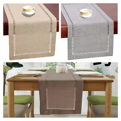 Eight Character Solid Color Hollowed Out Imitation Linen Flat Angle Table Runner • £11.96