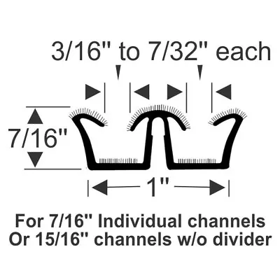 Universal Double U Shaped Flexible Flocked Channel 96  Long 3/16  X 7/32  • $84.59