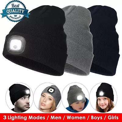 Winter Autumn Warm LED Light Knitted Beanie Hat Men Women With USB Rechargeable • $17.49