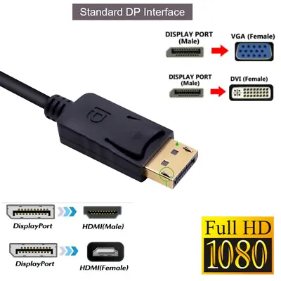 $5.69 • Buy Displayport Display Port DP Male To DVI HDMI VGA Female Converter Adapter Cable