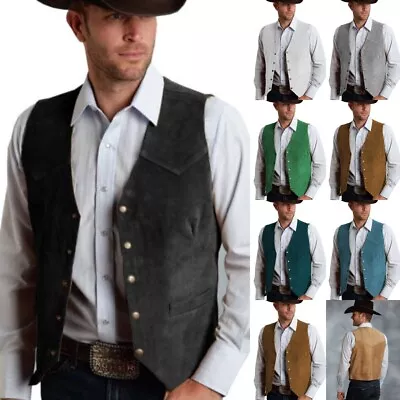 Mens Cowboy Vests Vintage Western Hunting Fishing Casual Vests Large XL XXL 3XL • $14.99