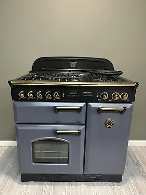 Rangemaster Classic 90 Cm Dual Fuel Range Cooker In Slate And Brass Refurbished • £1180