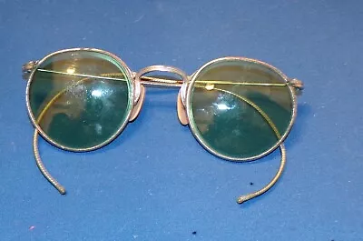 SM Vintage Old Safety/Aviator Green Tint Glasses Eyewear • $48