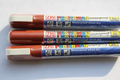 Pack Of 3 Brown Zig Posterman PMA-30 Waterproof Art Sign Pens Medium 2mm Nib • £3.99