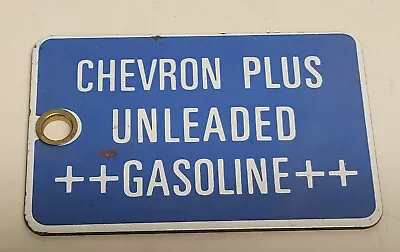 Vintage CHEVRON  ++ UNLEADED ++  GASOLINE  Porcelain Gas Fuel Oil Tag / Sign • $35