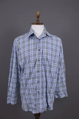 Burberry London Blue Check Long Sleeve Button Down Shirt • $125