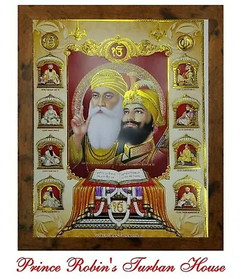£23.99 • Buy Sikh Gurus Photo Frames In RUSTIC BROWN Frame Sikh 10 Gurus Picture In 2 SIZES