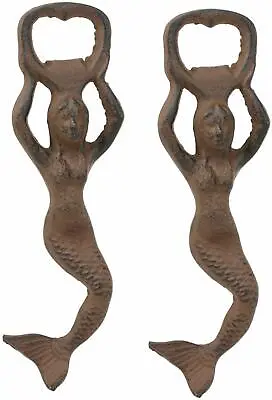 Rustic Heavy Duty Cast Iron Nautical Siren Mermaid Beer Bottle Opener SET OF 2 • $19.49