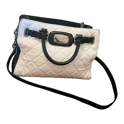 Michael Kors White & Black Quilted Hamilton Tote Soft Leather Shoulder Bag • $115