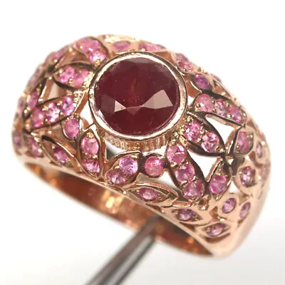 Heated Red Ruby & Pink Sapphire Jewelry Ring 925 Silver Size 4.75 • $199