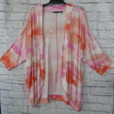 G By Giuliana Eco Luxe Knit Open Front Tunic Cardigan Women 2X Tie Dye 3/4 Slv • $14.99