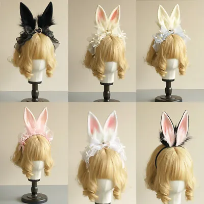 Easter Party Girls Bunny Ears Cosplay Fluffy Rabbit Headband Adults Fancy Dress • £15.04