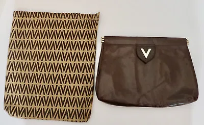 Mario Valentino Vintage Leather Clutch Purse Bag With Storage Bag • $99.99