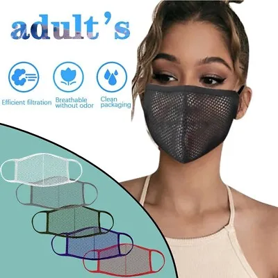 Mesh Hollow Breathable Face Mask Washable Proof Protect Face Mouth Cover Outdoor • $5.69