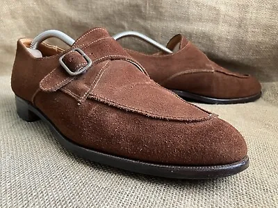 Polo Ralph Lauren X Crockett & Jones Brown Suede Monk Strap Shoes Size US 10 D • $165