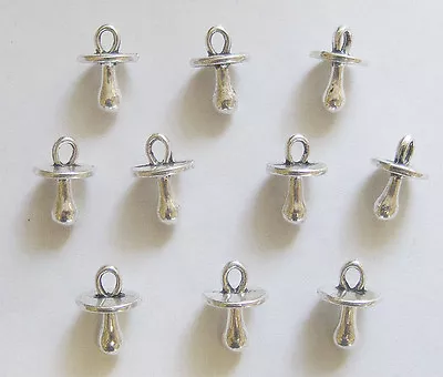 10 Dummy CharmsPacifier Charms Baby Shower Charms 13mm Antique Silver • £2.39