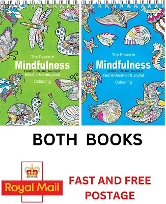 Mindfulness Colouring Books 2 X Ring Bound For Relaxation And Peace For Travel • £3.99