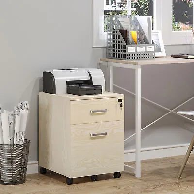 2-Drawer Locking Office Filing Cabinet W/ 5 Wheels Rolling Storage Letters • £39.99