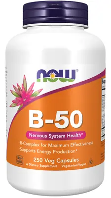 B-50 Now Foods 250 Caps B-Complex Nervous System Energy 09/2026EXP • $21.98
