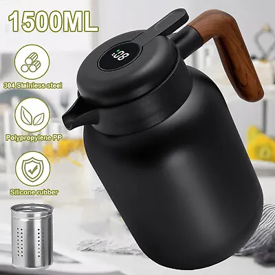 1.5L Stainless Steel Vacuum Flask Coffee Pot Insulated Thermos Teapot Water Jug • £18.90