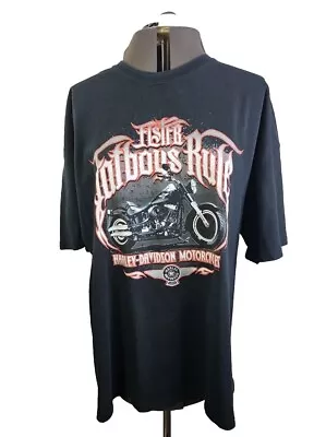 Harley Davidson Fatboy Lo Black Graphic T Shirt Size XXL • $25