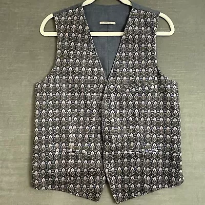 Soloio Vest Mens Medium Italy Geometric Classic Casual Business Office Suit • $23.79