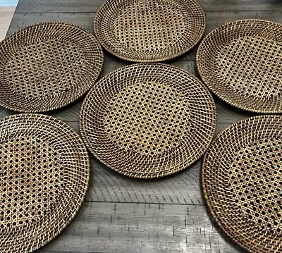 6 Vintage Mid-Century Modern Wicker Rattan Woven Charger Plates Holders • $34.99