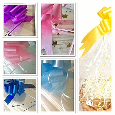 £7.99 • Buy 💜All Sizes Cellophane Hamper Bag & Bows Christmas Birthdays Hamper Basket Wrap