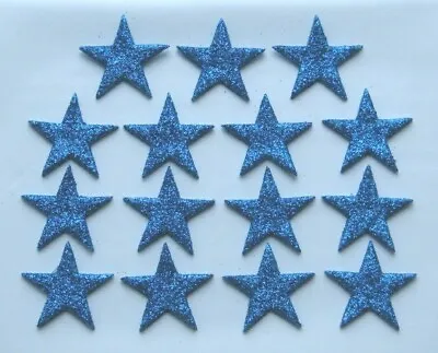 15 X EDIBLE BLUE GLITTER STARS. CAKE DECORATIONS. MEDIUM 3cm. • £3.20