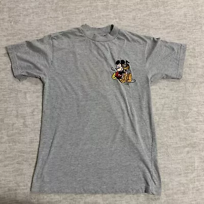 Vintage Mickey Mouse Shirt 2XL Grey Embroidered Mickey Inc Disney 90s • $11.48
