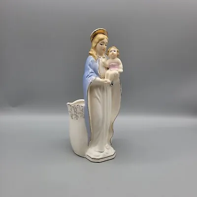 Vintage Madonna And Child Ceramic Planter 8.25  Mary Jesus Religious Figurine • $19.49