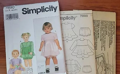 90s Vintage Sewing Pattern Simplicity 7890 Babies Dress & Panties Newborn S M L • $8.75