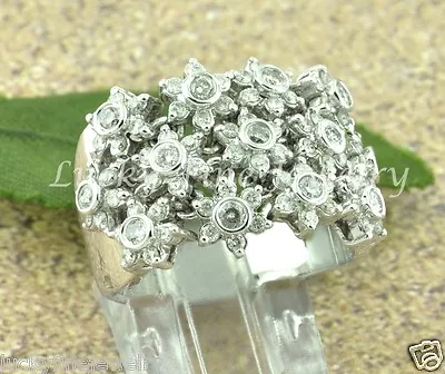 1.35 Ct 18k Solid White Gold Ladies Diamond Ring Mesh Design Ring • $1450