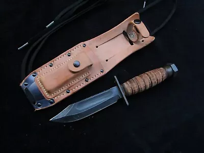 Vintage Us Pilot`s Knife Sawback Survival Dagger & Scabbard Made By Ontario 5-94 • $20.50