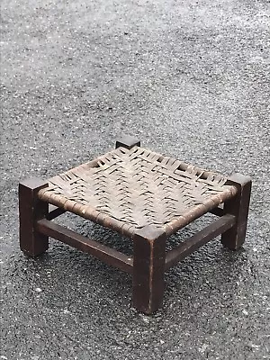 Wonderful 19th Century Woven Top American Footstool With Original Patina • $93.75