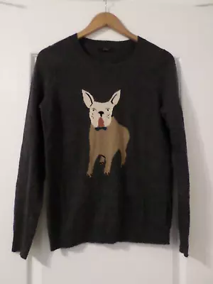 J. Crew Charcoal Frenchie Dog Bulldog Sweater Size M? • $21.99