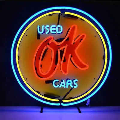 OK USED CARS Neon Sign Garage Vintage Style Man Cave Decor Lamp 19 X19  • $138.69