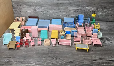 VTG MARX Plastic Doll Furniture LOT Dresser Chairs Toilet ETC Hong Kong • $67.98