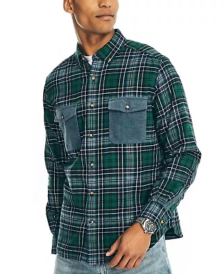 Nautica Mens Flannel Plaid Shirt Bright Green 2XL • $16.30